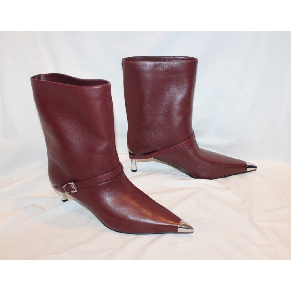 Michael Kors Women's Kasia Leather Buckle Booties Oxblood Red NIB $255 SZ 6